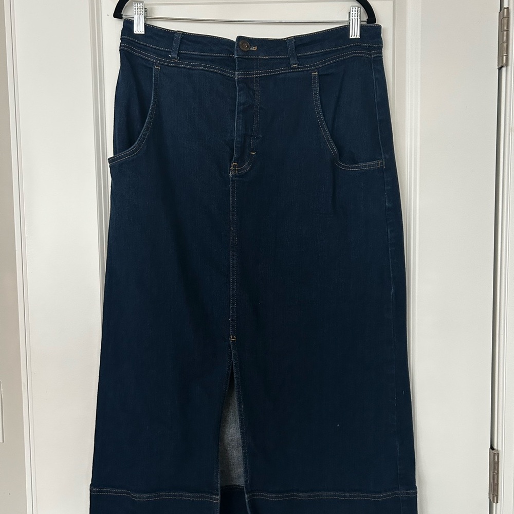 Pilcro Dark Blue Denim Midi Skirt